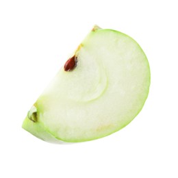 Photo of Piece of ripe green apple isolated on white