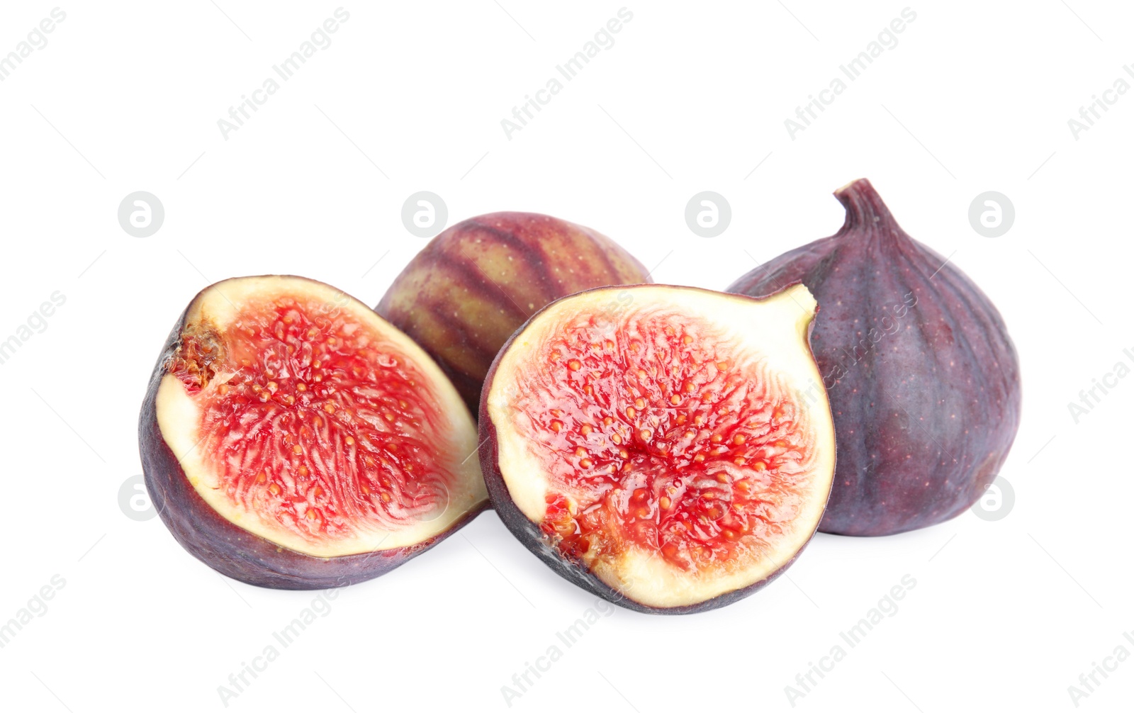 Photo of Tasty fresh fig fruits on white background