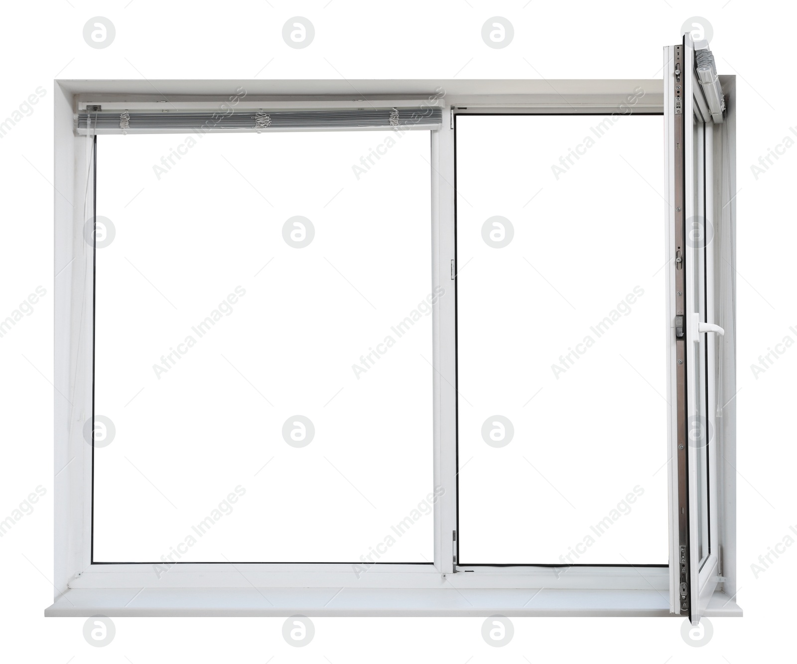 Image of Modern open plastic window on white background