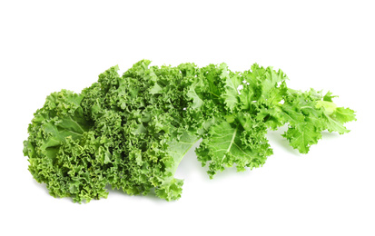 Photo of Fresh green kale leaf isolated on white