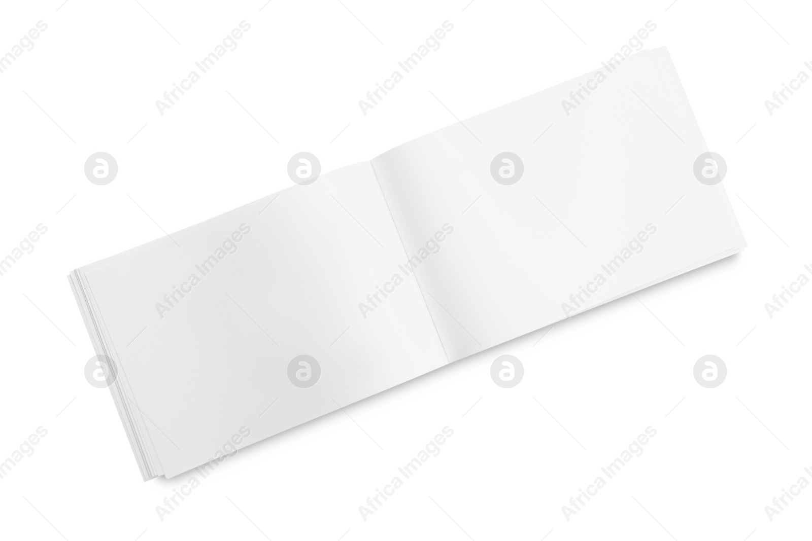 Photo of Open blank paper brochure isolated on white, top view. Mockup for design