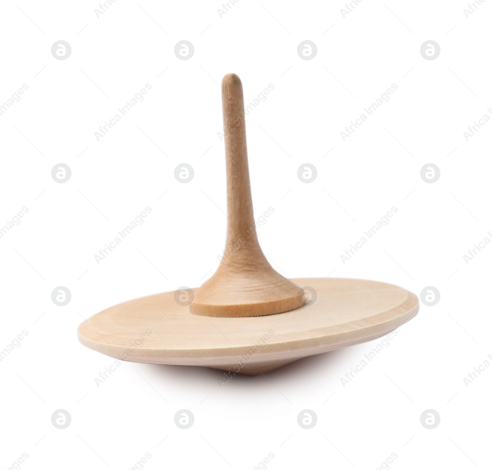 Photo of One wooden spinning top isolated on white