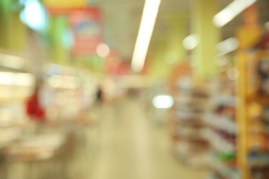 Blurred view of modern shopping mall interior