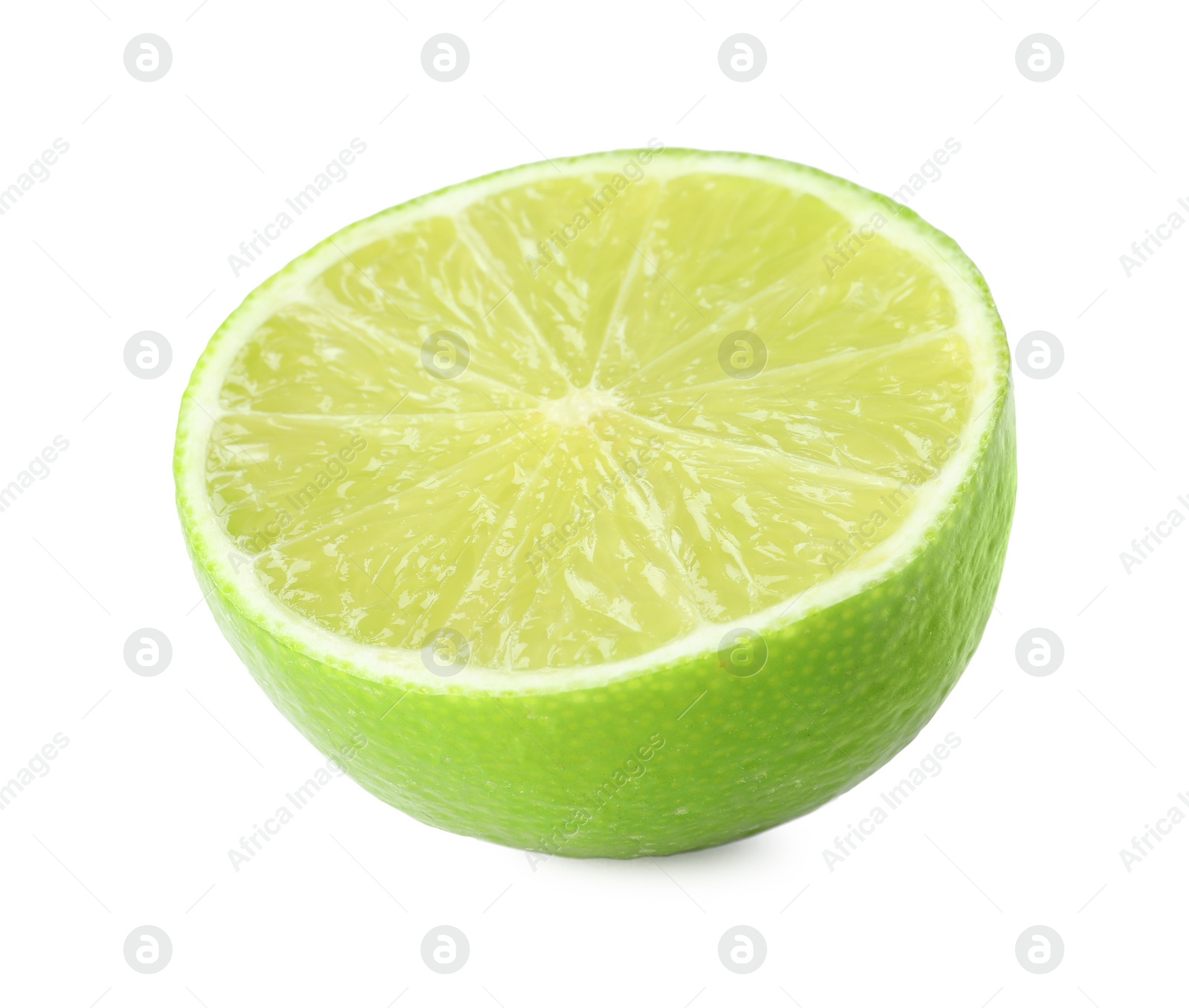 Photo of Half of fresh green ripe lime isolated on white