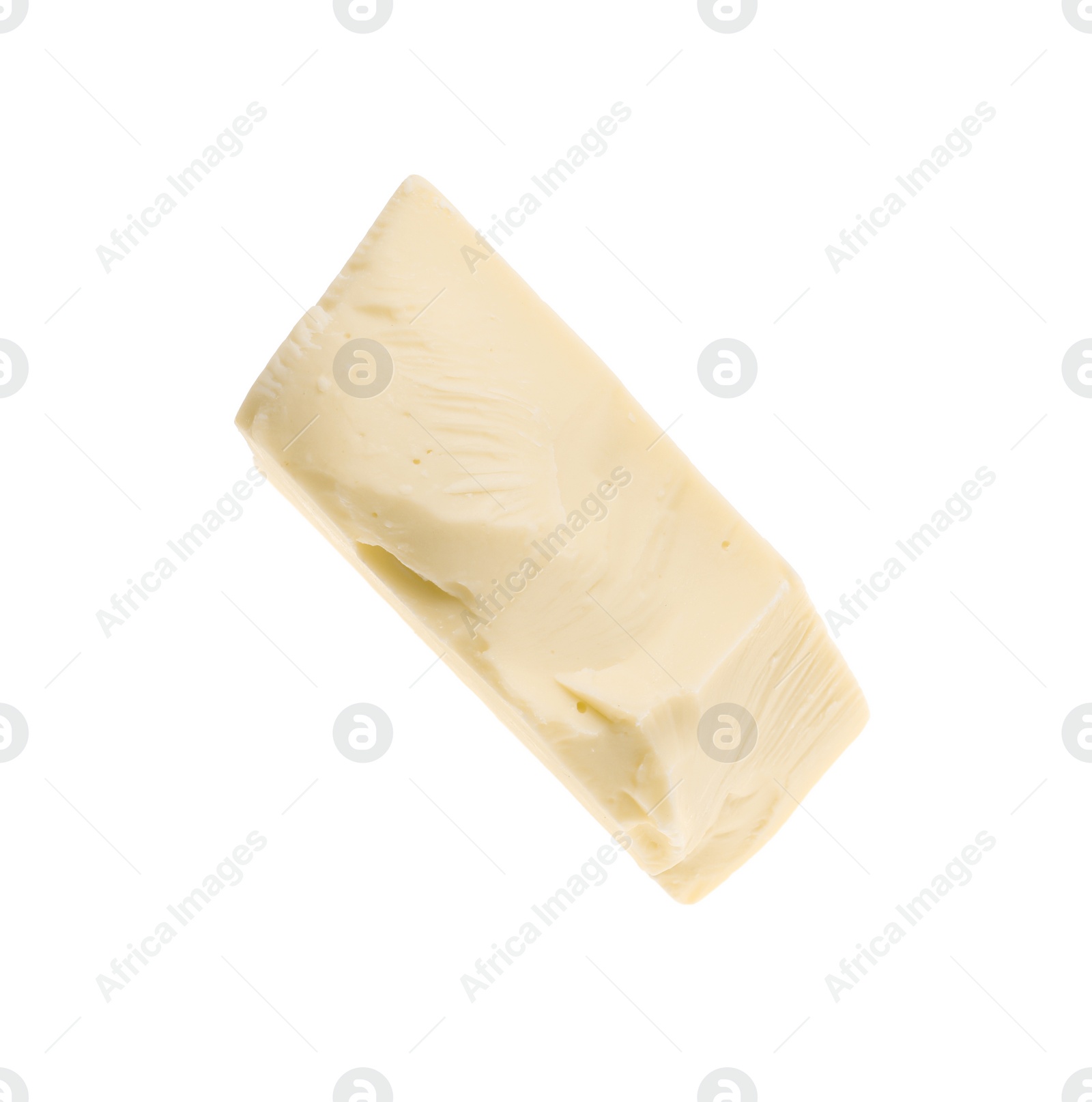 Photo of Piece of tasty chocolate isolated on white, top view