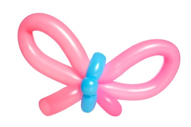 Photo of Butterfly figure made of modelling balloon on white background