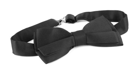 Photo of Stylish black bow tie isolated on white