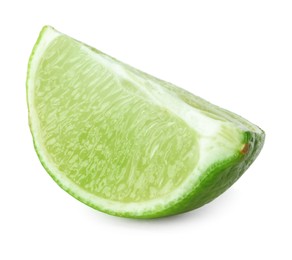 Slice of fresh green ripe lime isolated on white