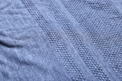 Texture of soft blue fabric as background, closeup