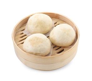 Photo of Delicious chinese steamed buns isolated on white