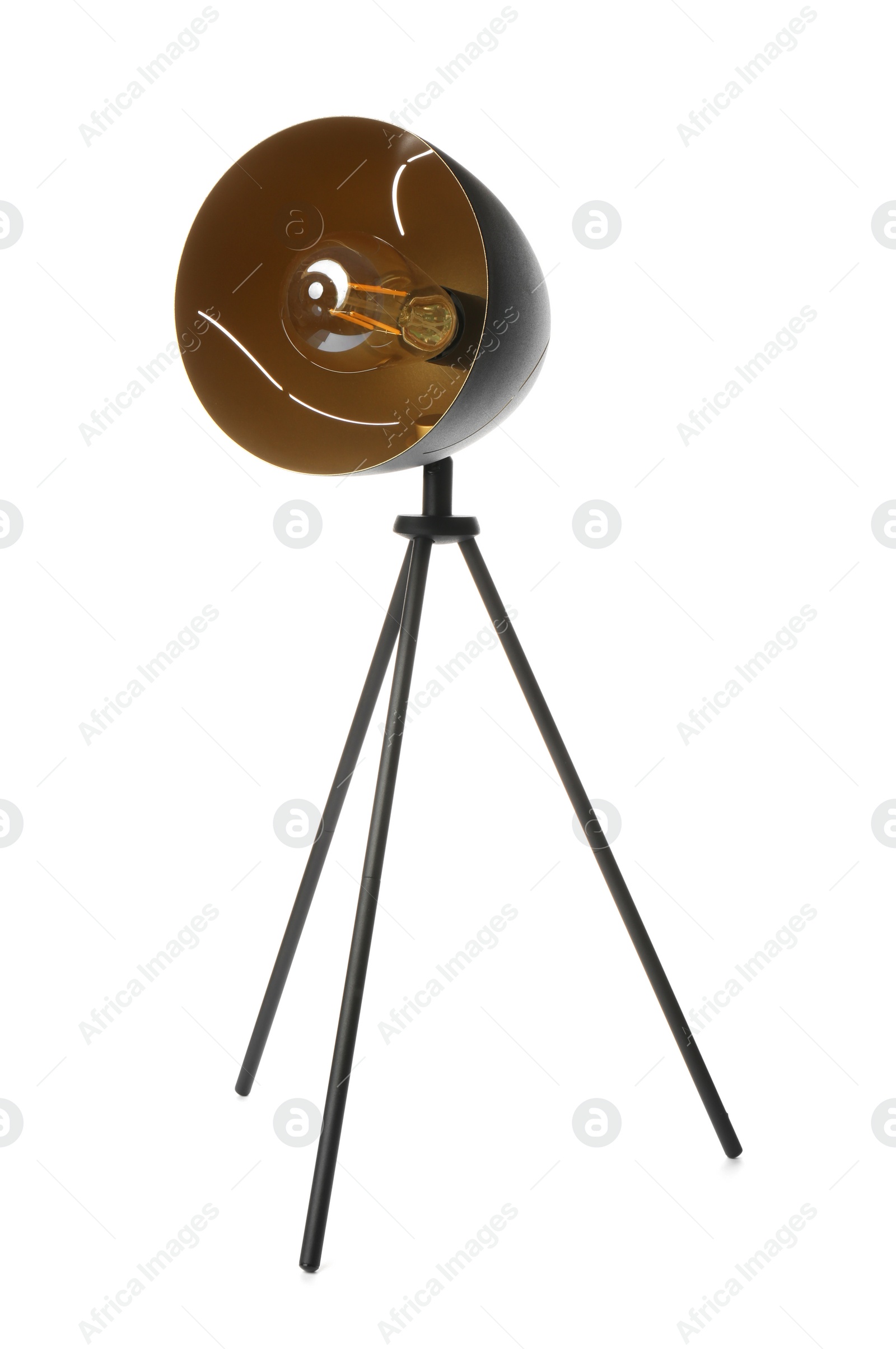 Photo of Modern lamp on white background. Idea for interior design