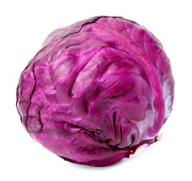 Photo of One whole red cabbage isolated on white