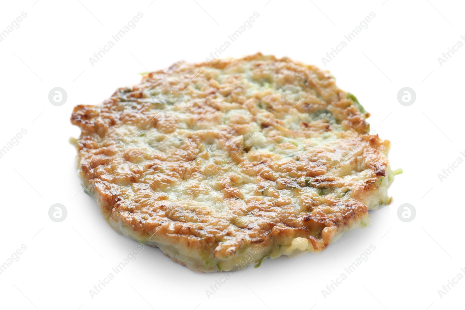 Photo of Delicious fried zucchini fritter isolated on white