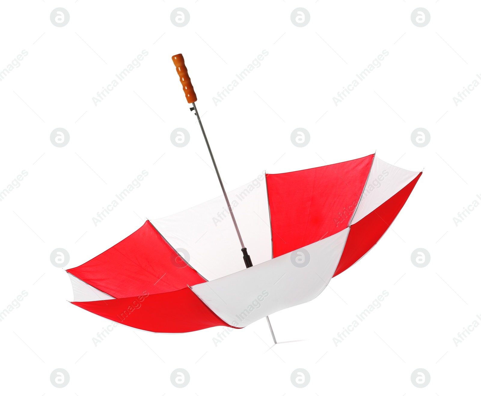 Photo of Modern opened bright umbrella isolated on white