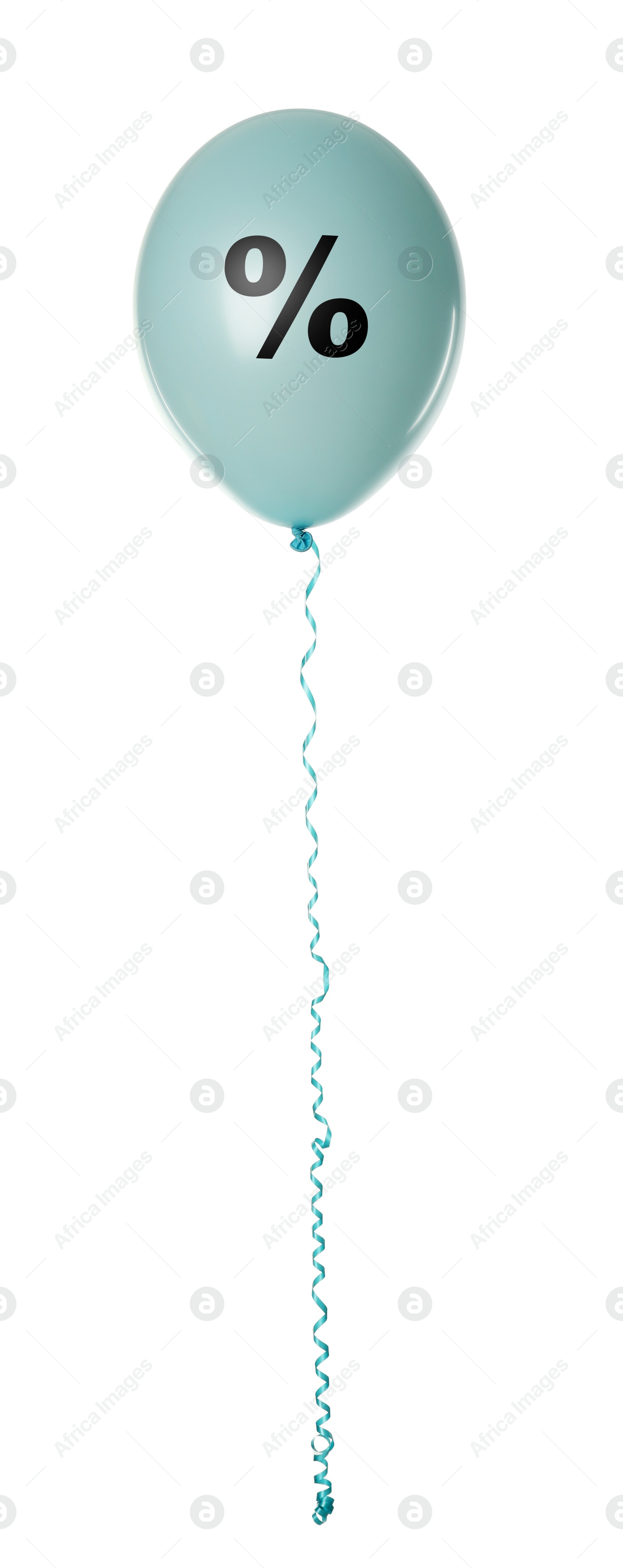 Image of Discount offer. Cyan balloon with percent sign on white background