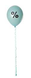 Image of Discount offer. Cyan balloon with percent sign on white background