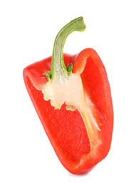 Slice of red bell pepper isolated on white