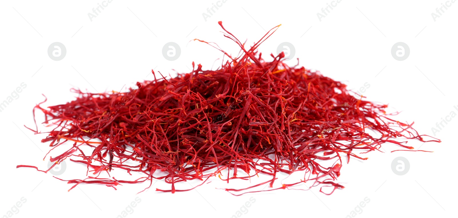 Photo of Pile of dried saffron isolated on white