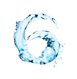 Illustration of Number six made of water on white background