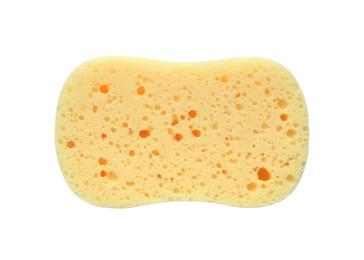 One yellow sponge isolated on white, top view