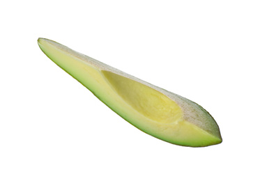 Photo of Slice of ripe avocado isolated on white