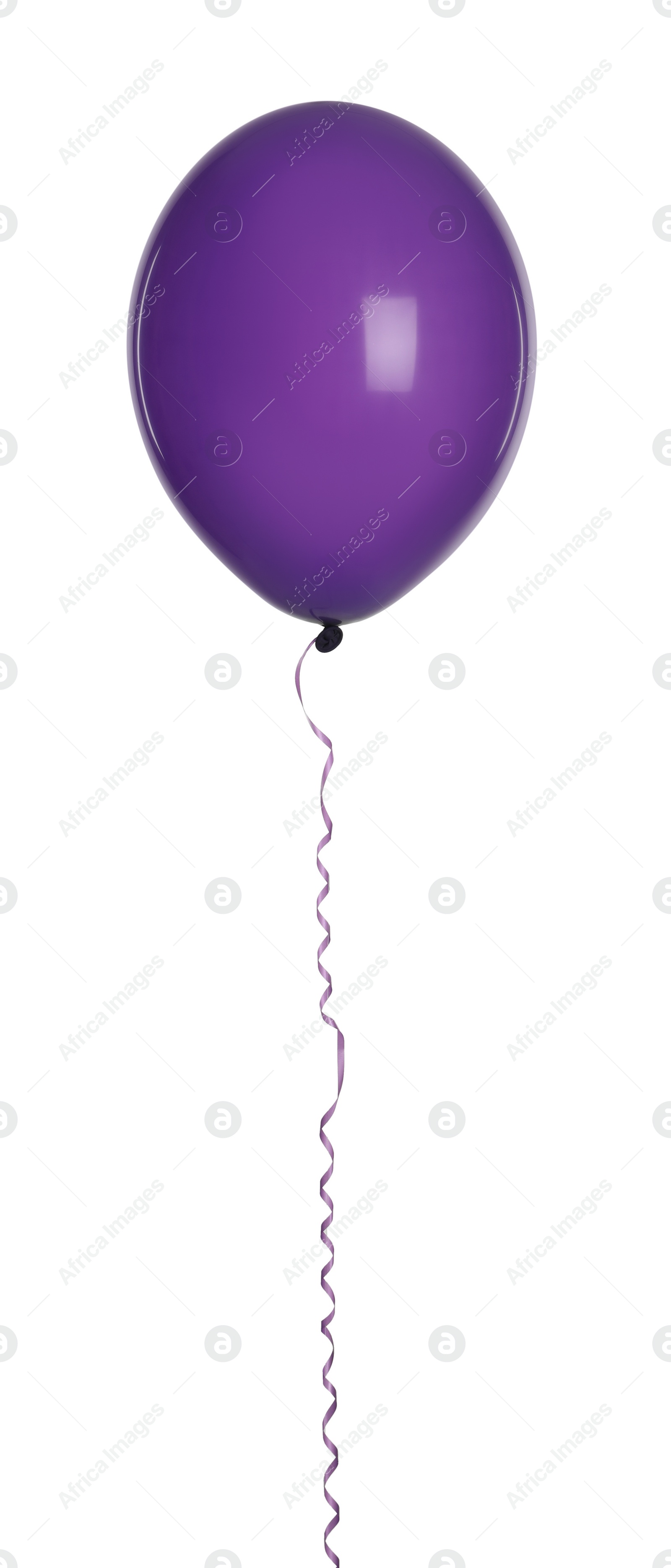 Photo of Purple balloon with ribbon isolated on white