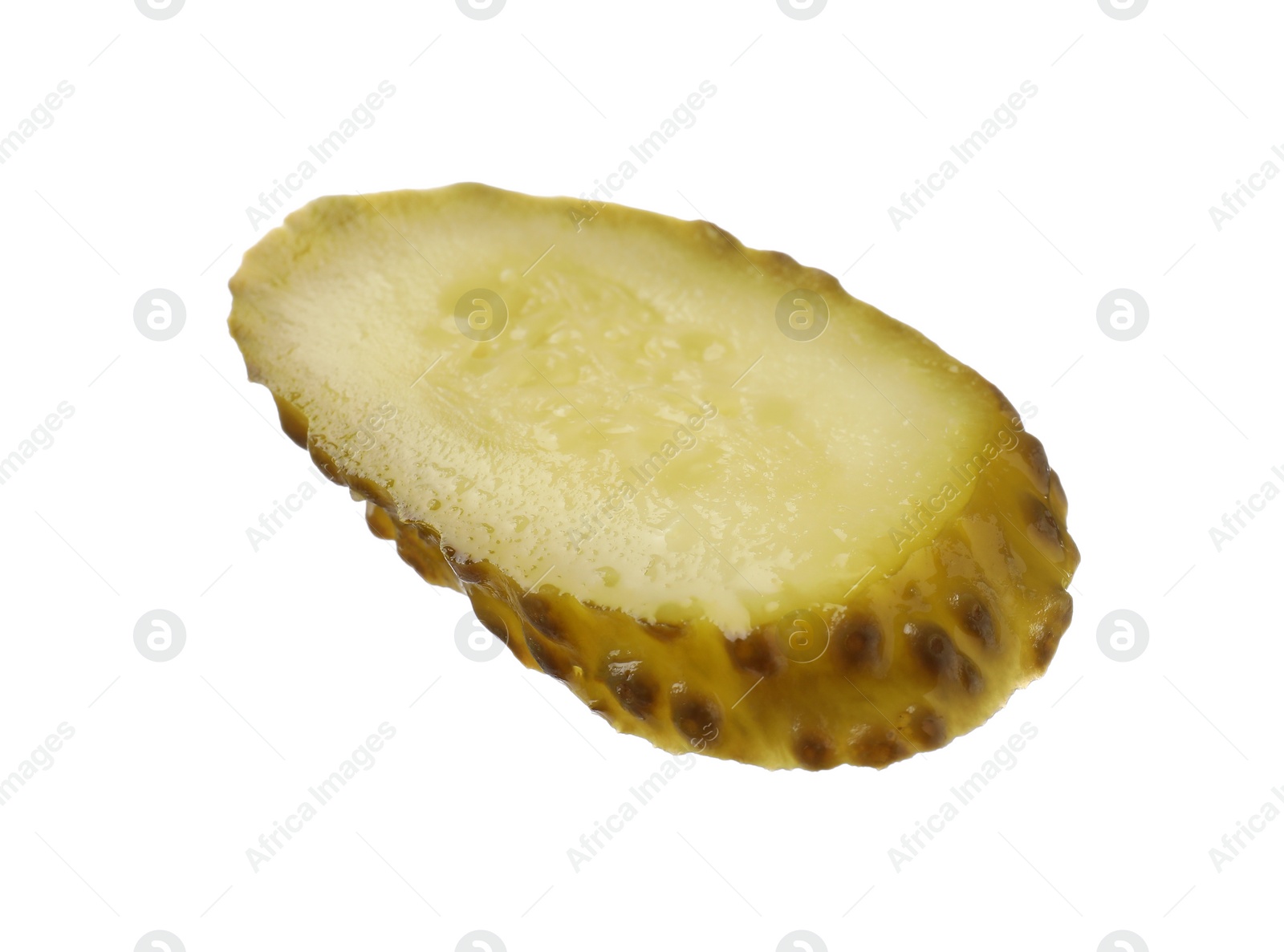 Photo of Slice of pickled cucumber isolated on white