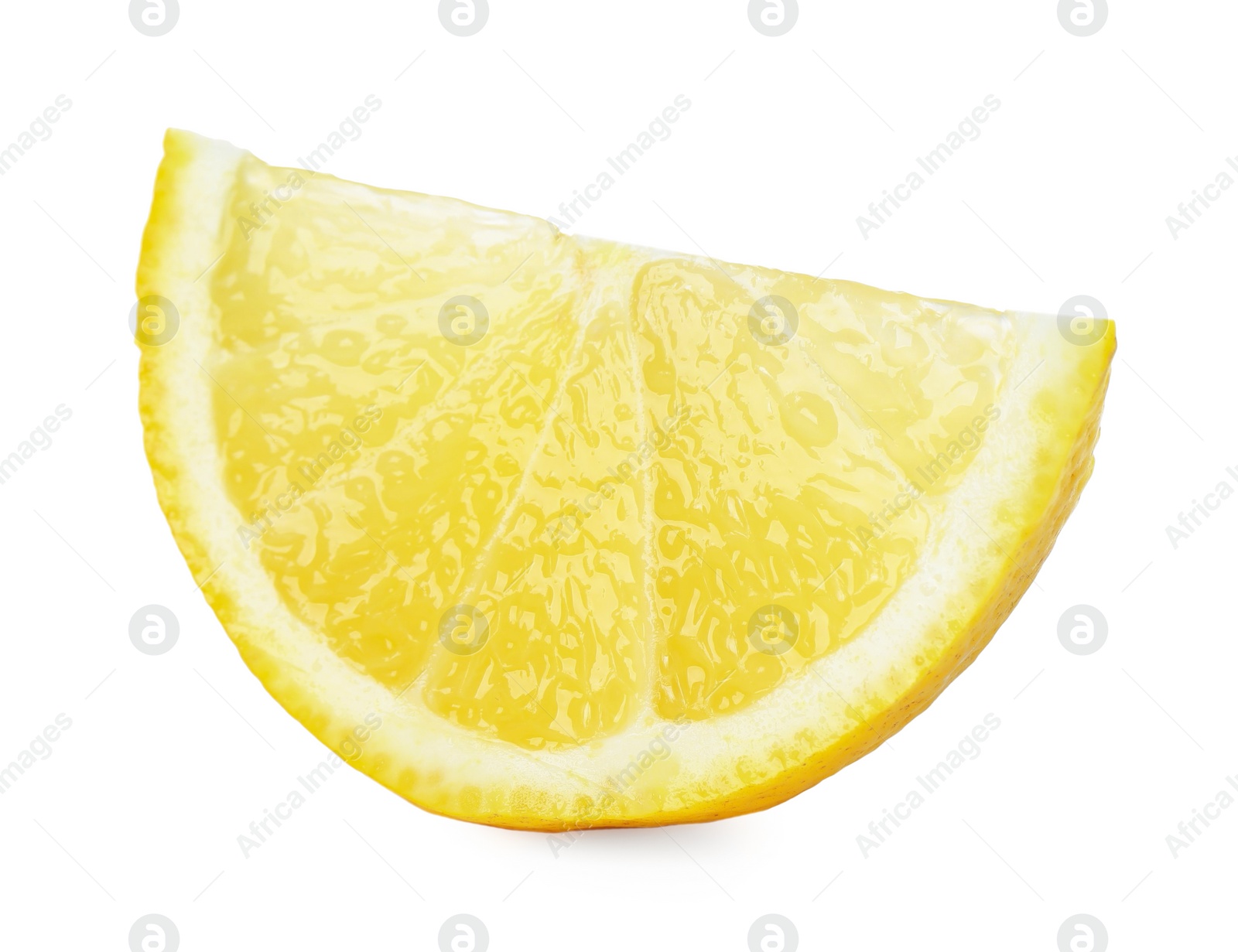 Photo of Slice of fresh lemon isolated on white