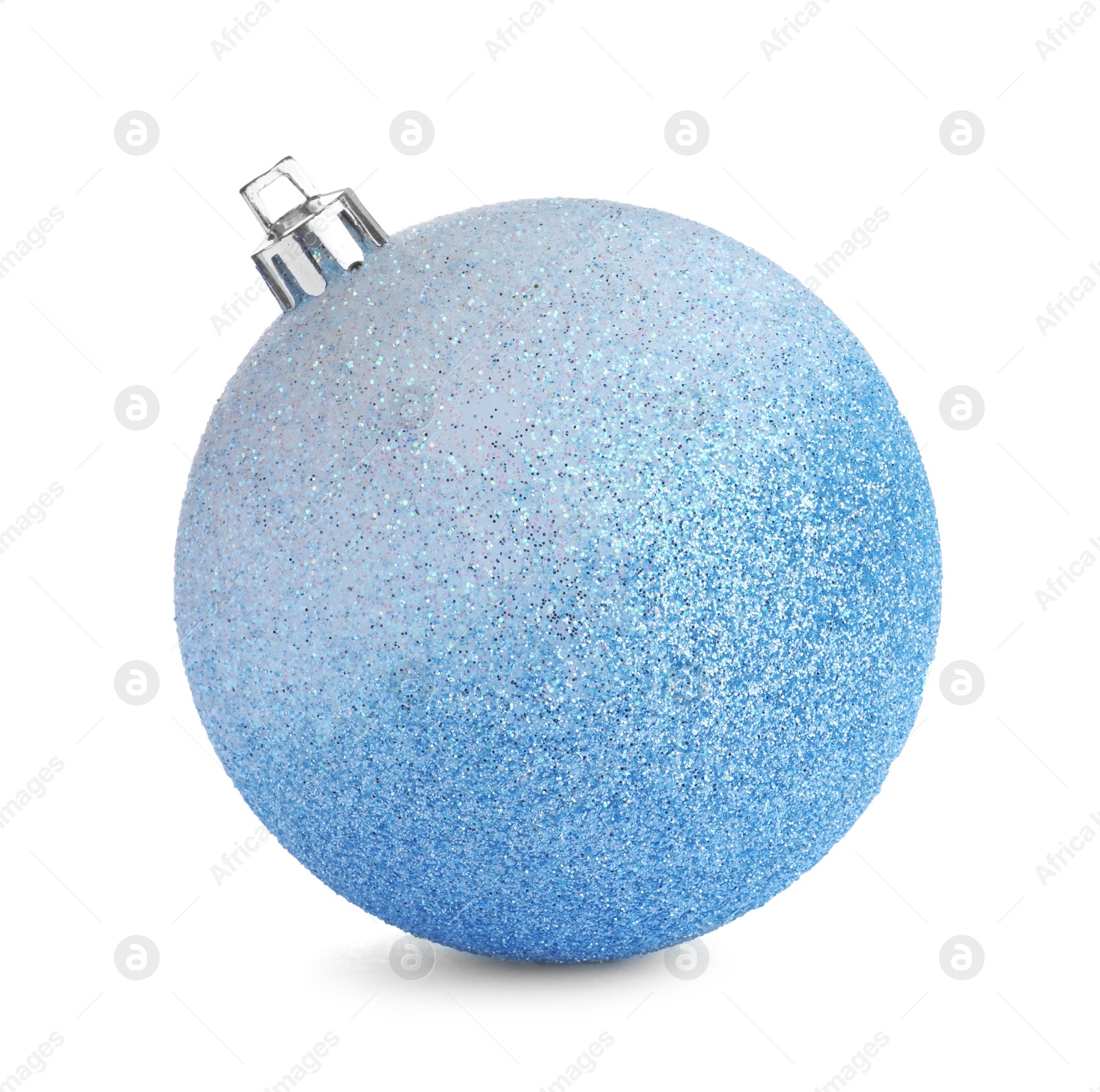 Photo of Beautiful light blue Christmas ball isolated on white