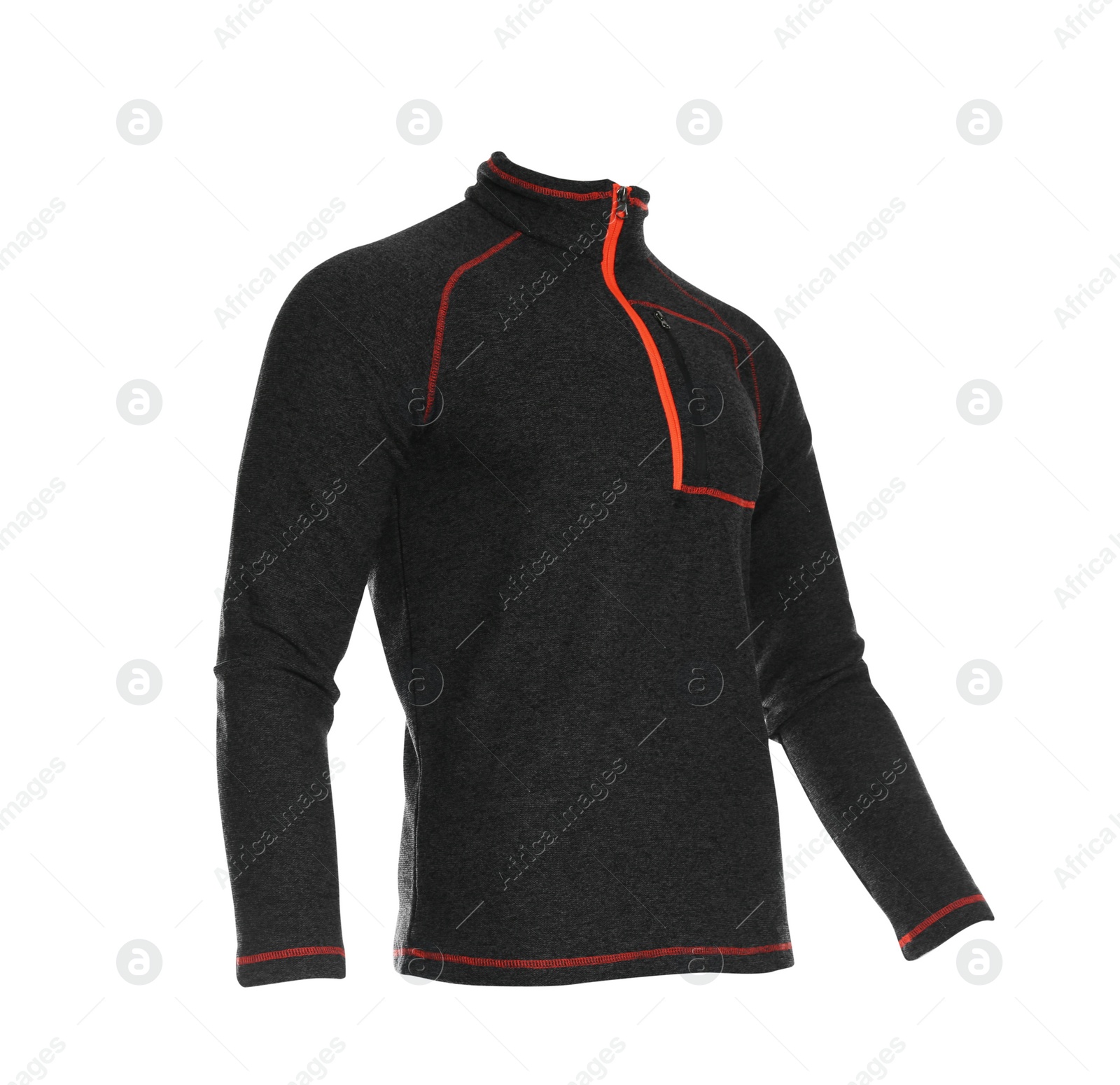 Photo of Thermal underwear long sleeve shirt isolated on white. Winter sport clothes