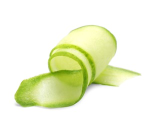 Photo of Slice of fresh cucumber isolated on white