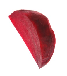 Slice of ripe beet on white background