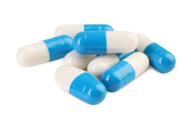 Photo of Pile of antibiotic pills isolated on white