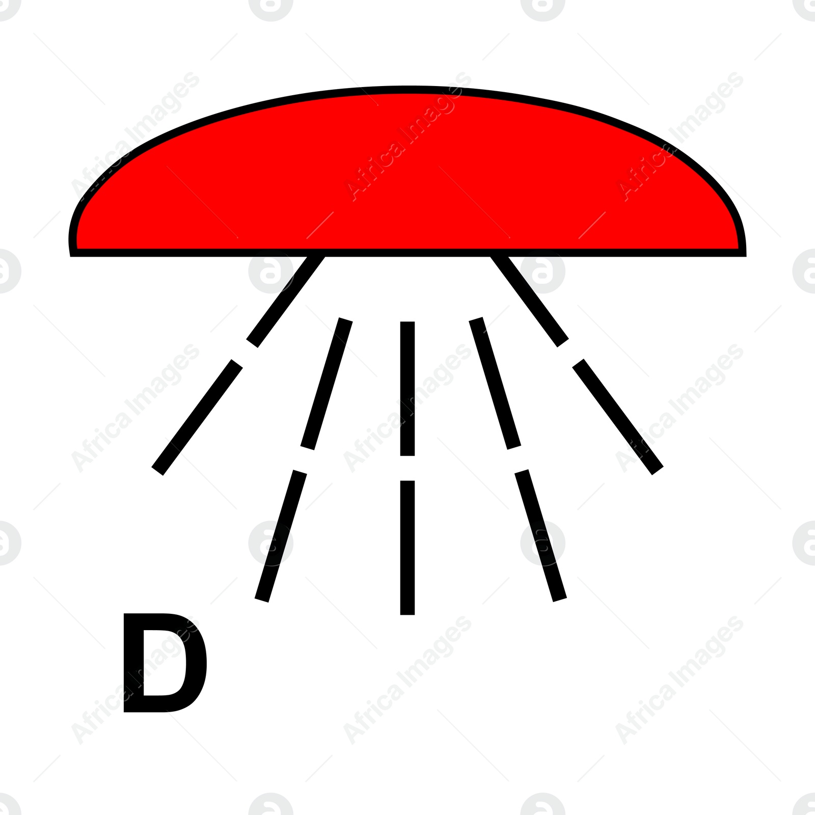 Image of International Maritime Organization (IMO) sign, illustration. Space protected by drenching system