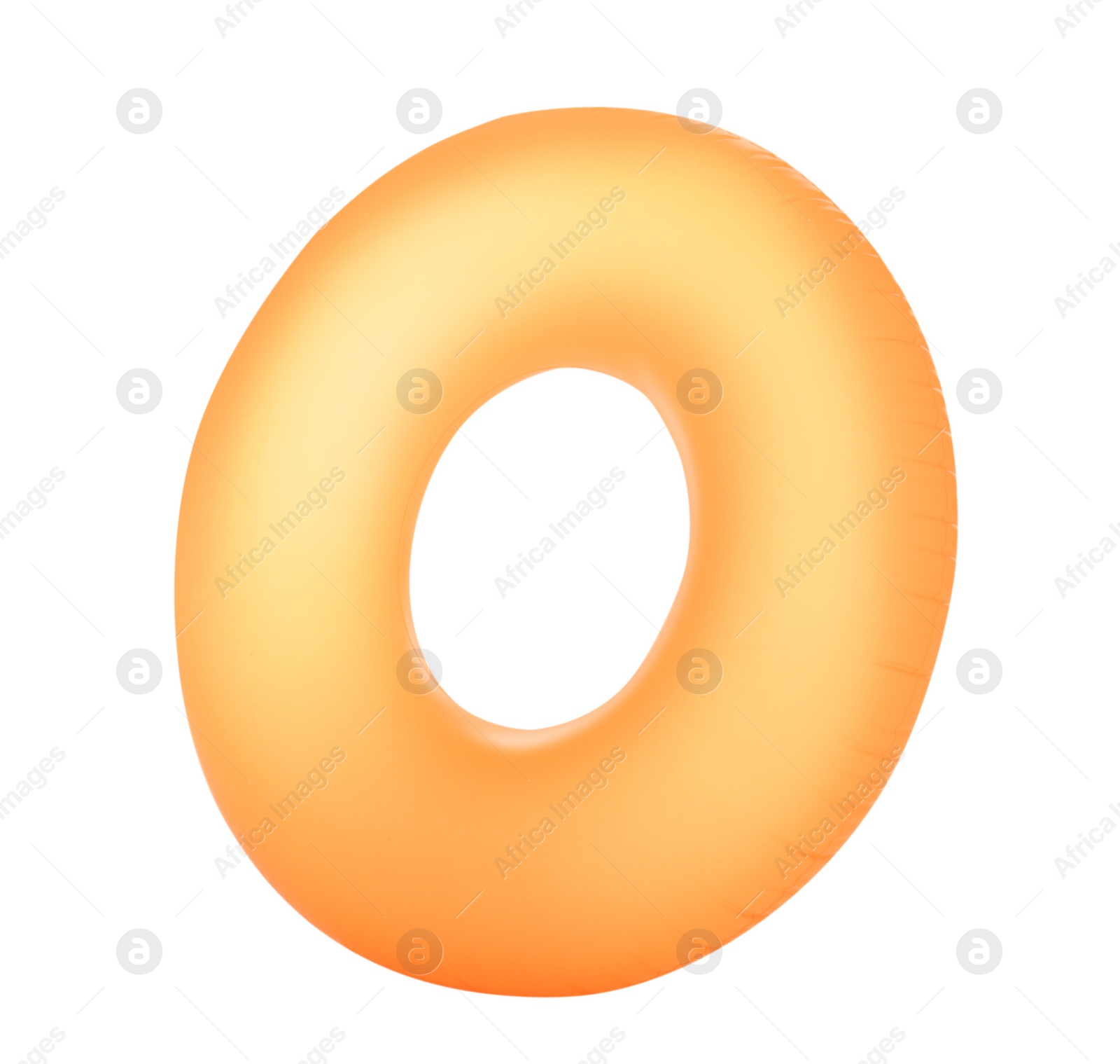 Photo of Bright inflatable ring on white background. Summer holidays