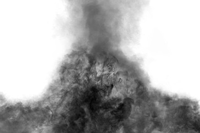 Image of Cloud of black smoke on white background