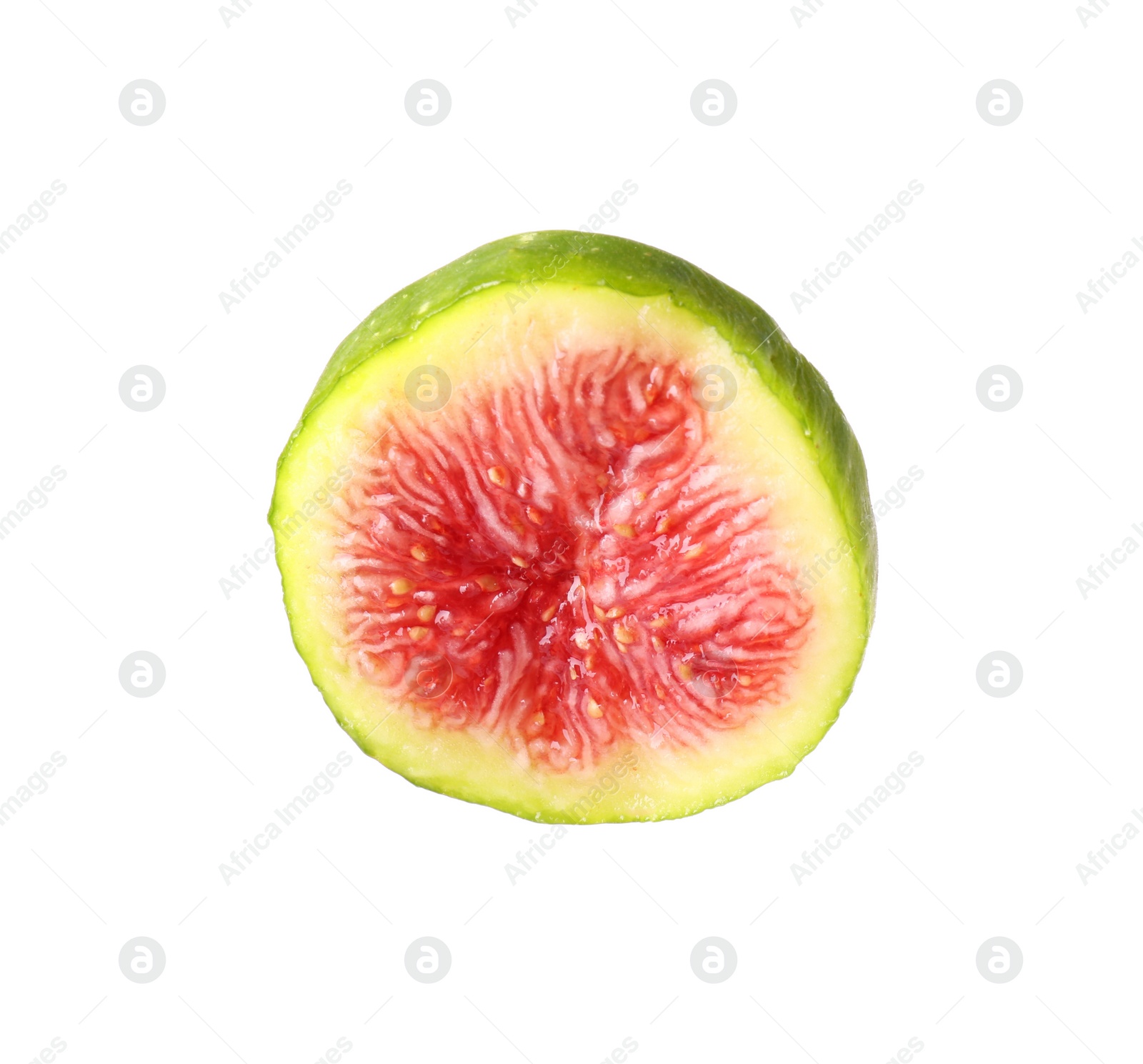 Photo of Piece of fresh green fig isolated on white