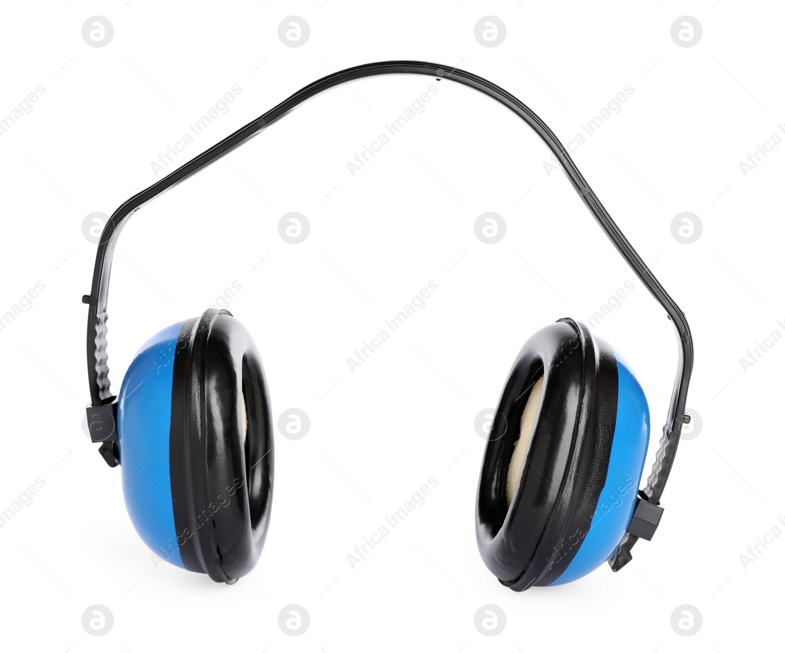 Photo of Protective headphones isolated on white. Safety equipment