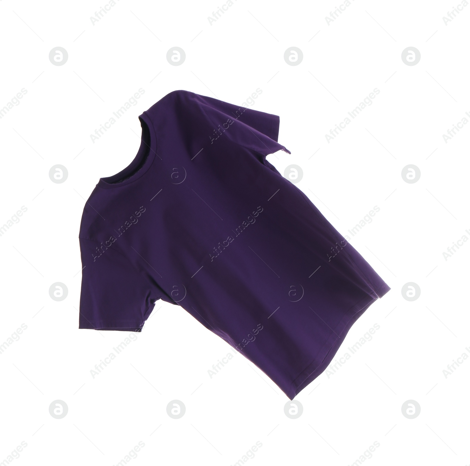 Photo of Purple t-shirt isolated on white. Stylish clothes