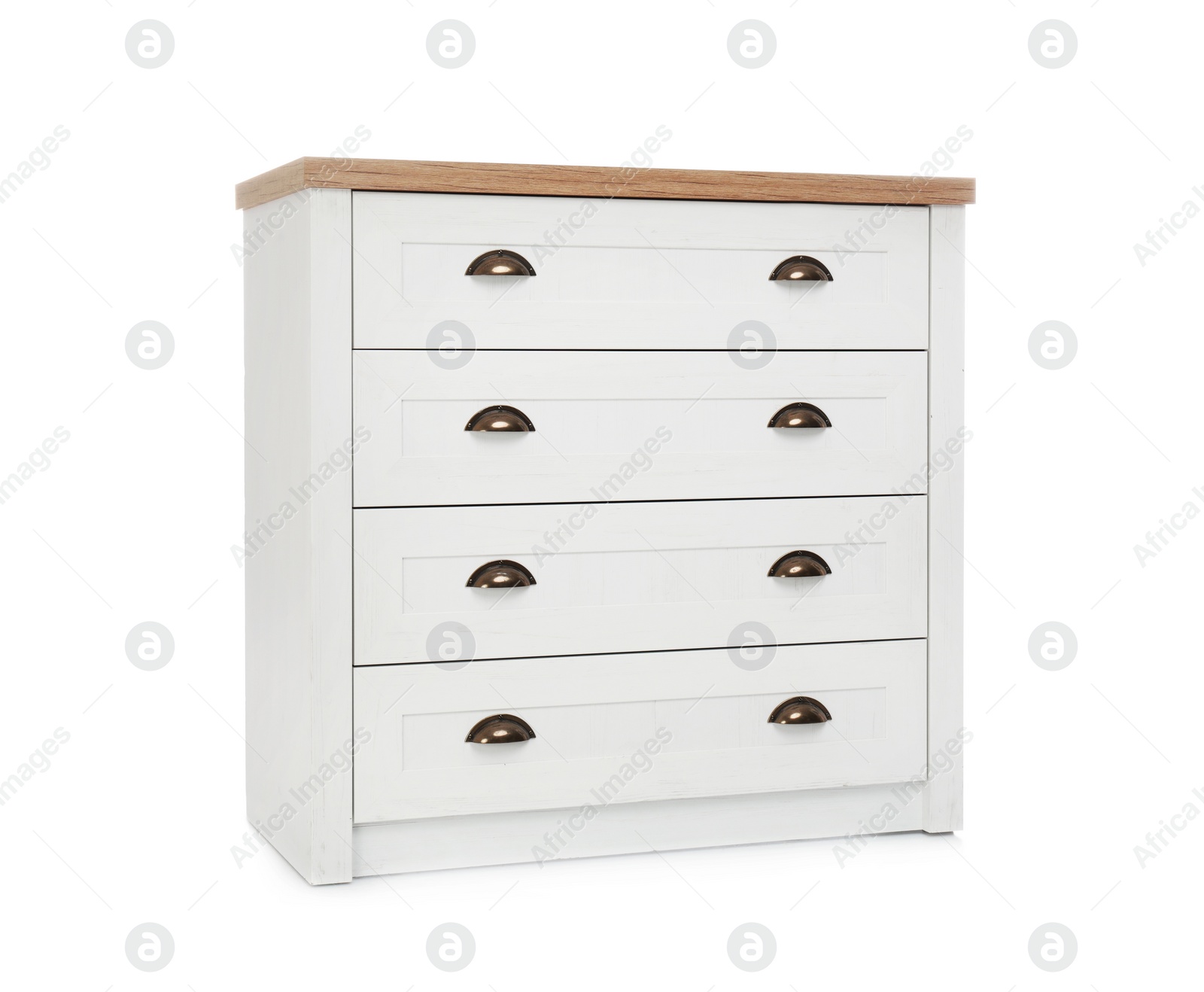 Photo of Modern chest of drawers isolated on white. Furniture for wardrobe room