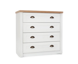 Photo of Modern chest of drawers isolated on white. Furniture for wardrobe room