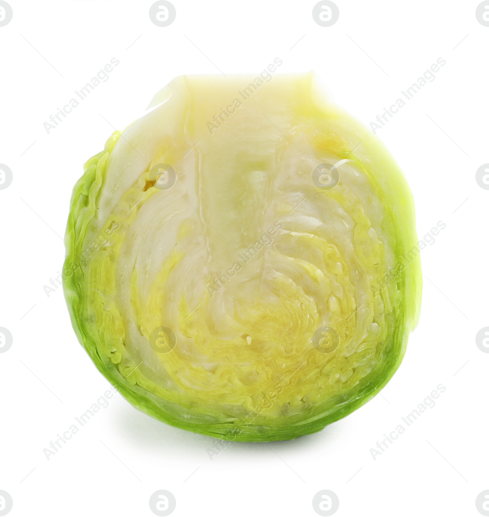 Photo of Fresh cut Brussels sprout on white background