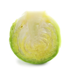 Photo of Fresh cut Brussels sprout on white background