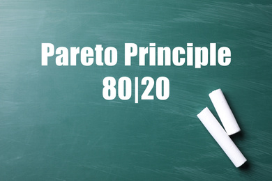 Image of Pareto principle concept. 80/20 rule representation on chalkboard