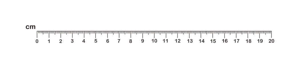 Measuring length markings in centimeters of ruler on white background. Illustration