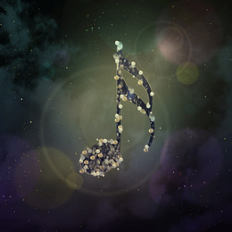 Illustration of Creative image of musical note on abstract background