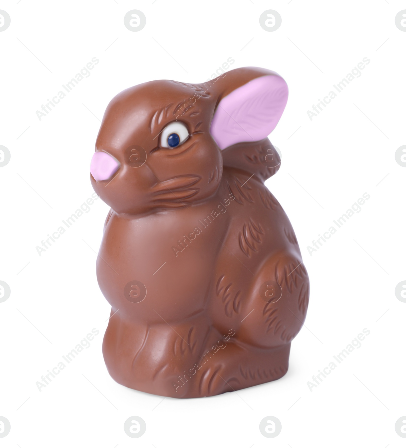 Photo of Chocolate bunny isolated on white. Easter celebration