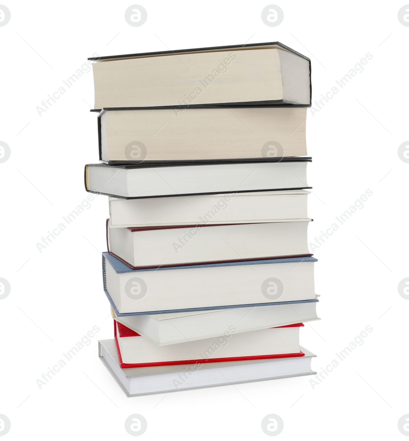 Photo of Stack of hardcover books isolated on white