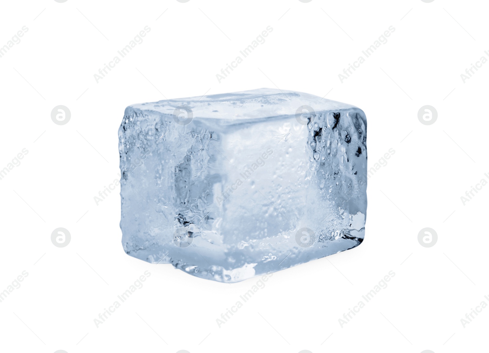 Photo of One crystal clear ice cube isolated on white