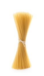 Photo of Uncooked pasta on white background